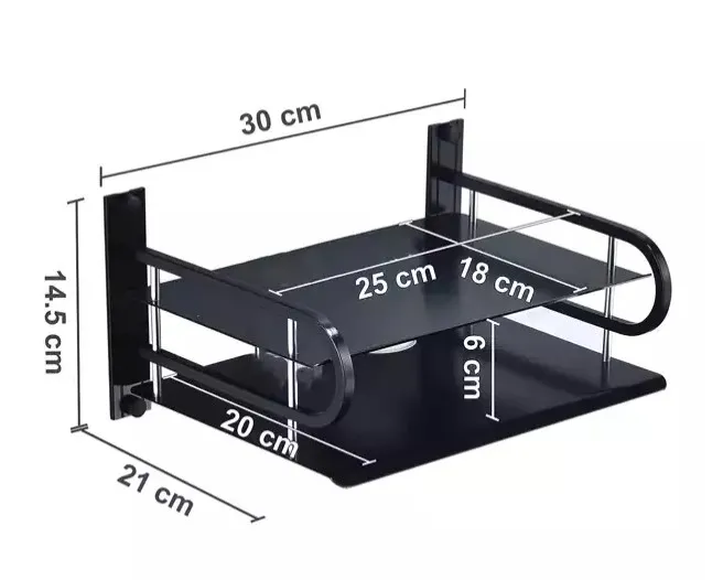 Stainless Steel Wall Mounted Router Stand - Black